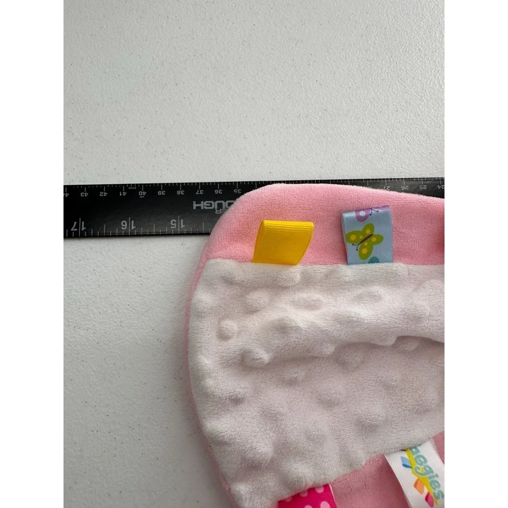 Taggies Pink Bunny Baby Lovey Security Blanket Textured Tags Soft Plush Easter‎